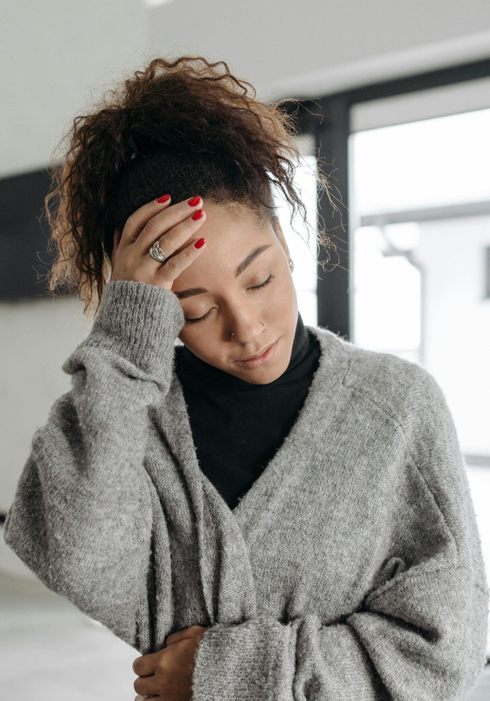 Young girl feeling sick with fever